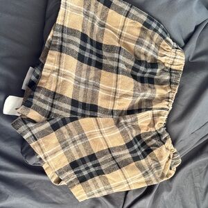 SHEIN Plaid Pajama Shorts - Black and Tan